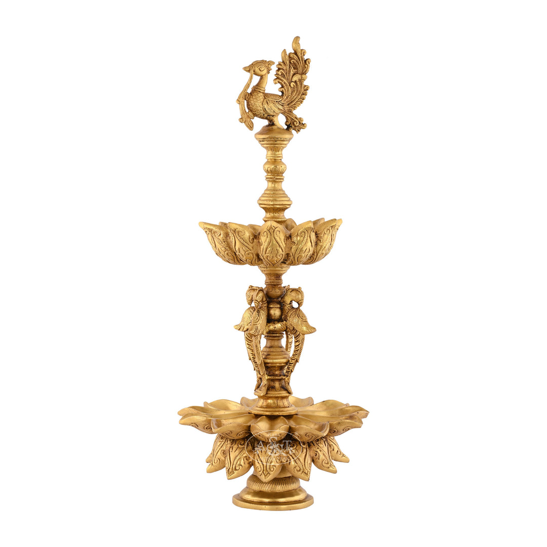 Brass Hamsa on Lotus Lamp