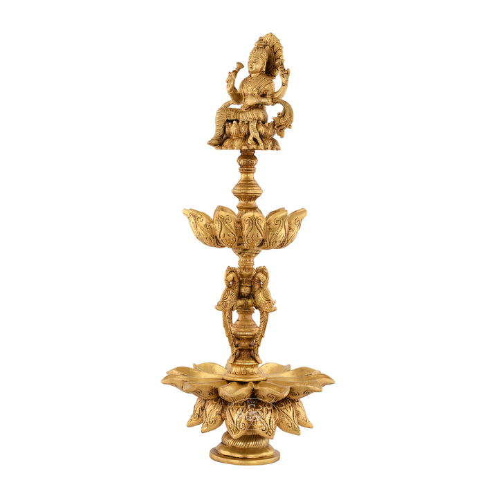 Brass Lakshmi on Lotus Lamp