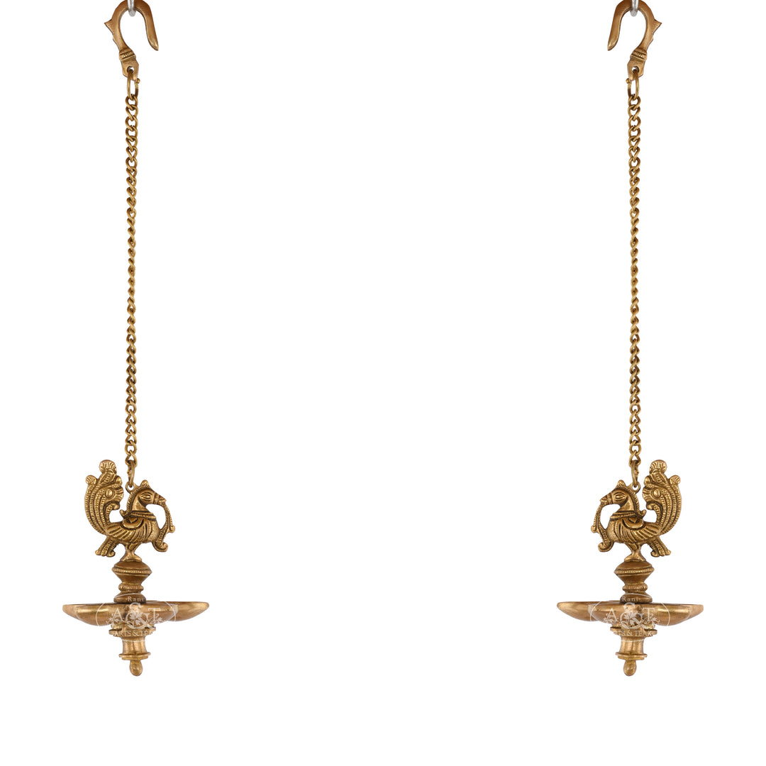 Brass Hanging Hamsa Lamp (Pair)