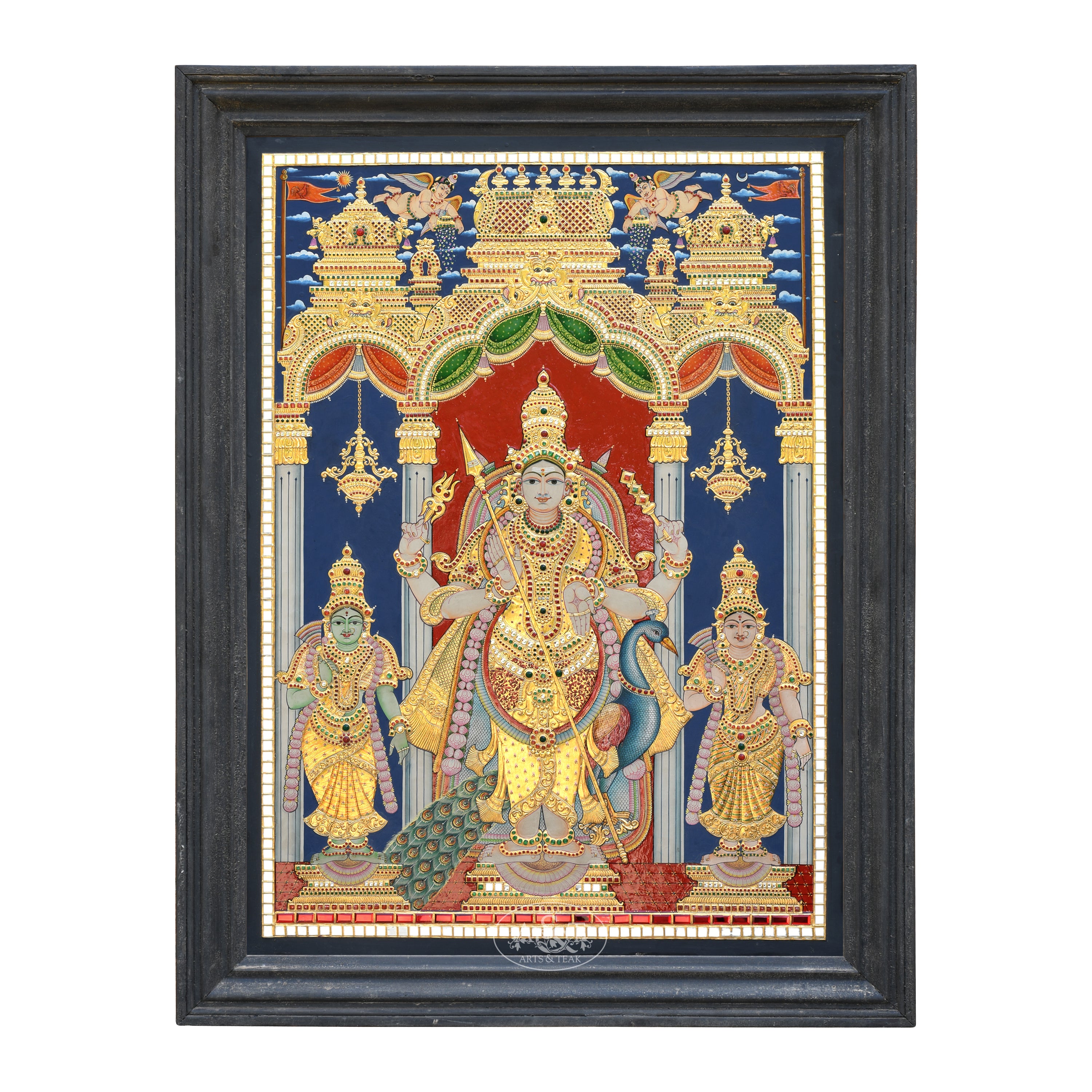 Karthik with Consorts Tanjore painting - Rani Arts & Teak – RANI ARTS ...