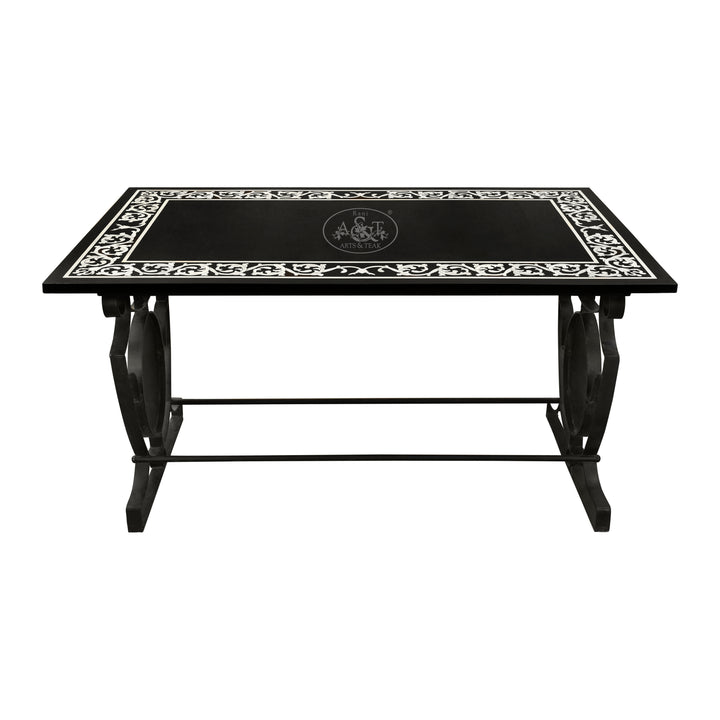 Black and White Marble Inlay Table