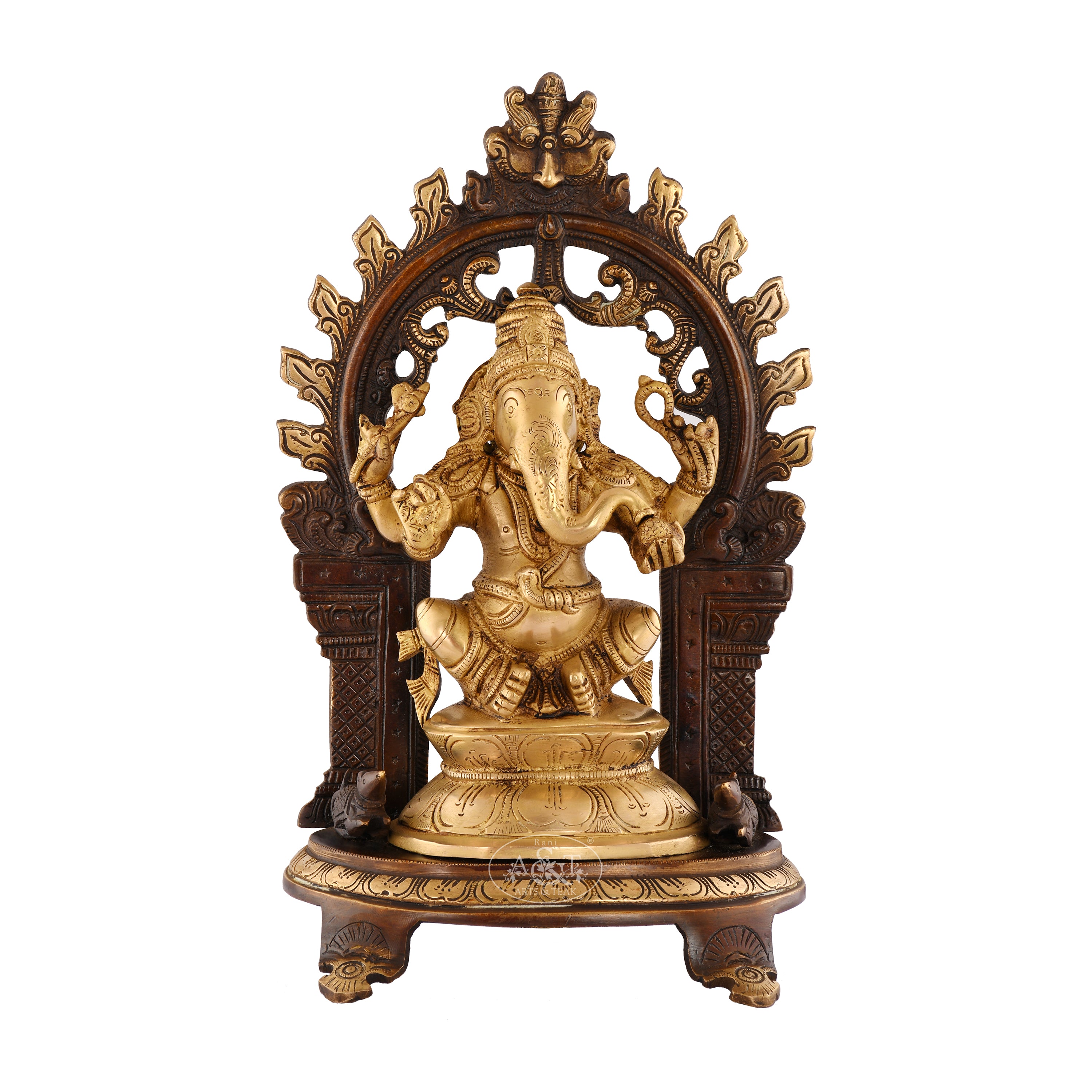 Ganesha with Prabhavali idol for pooja & decorative – RANI ARTS & TEAK