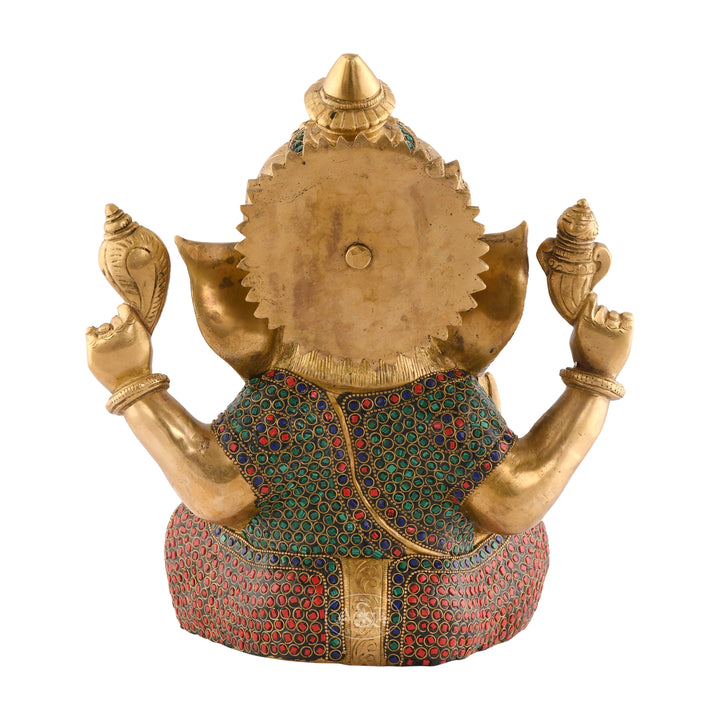 Crown Ganesh with Semi Precious Stones