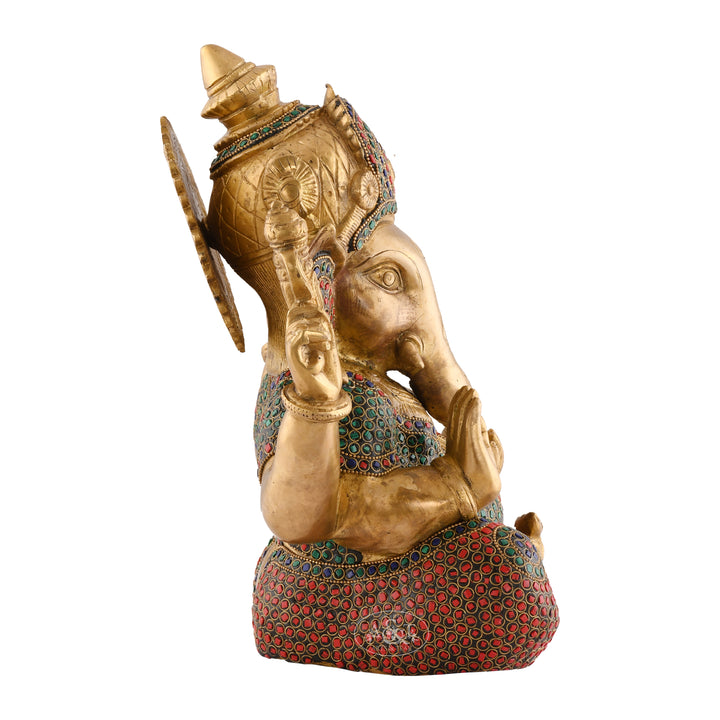 Crown Ganesh with Semi Precious Stones
