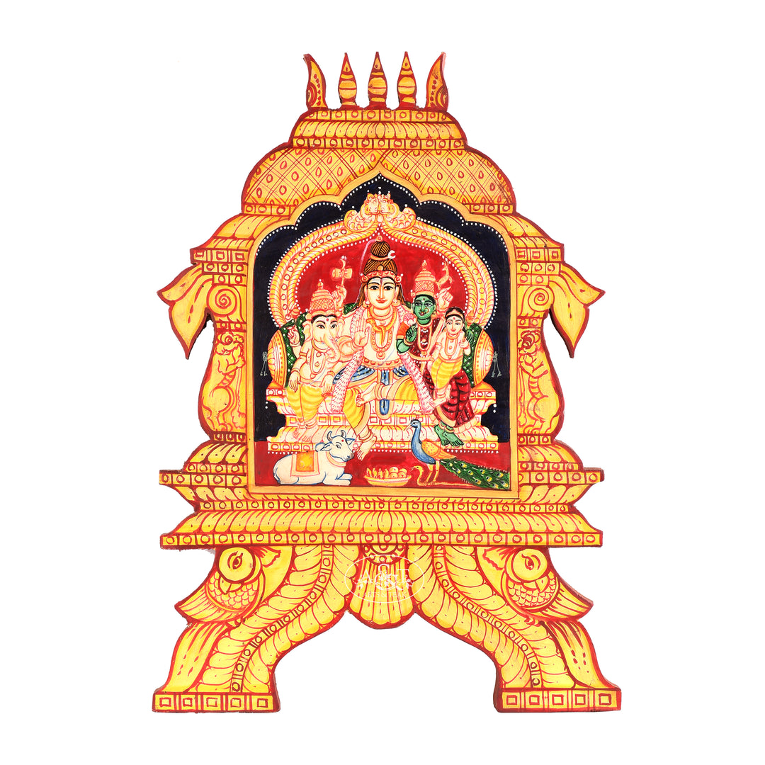 Wooden Painted Shiva family kavadi