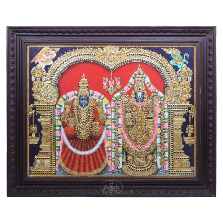 Tanjore Painting Tirupathi Balaji with Consort