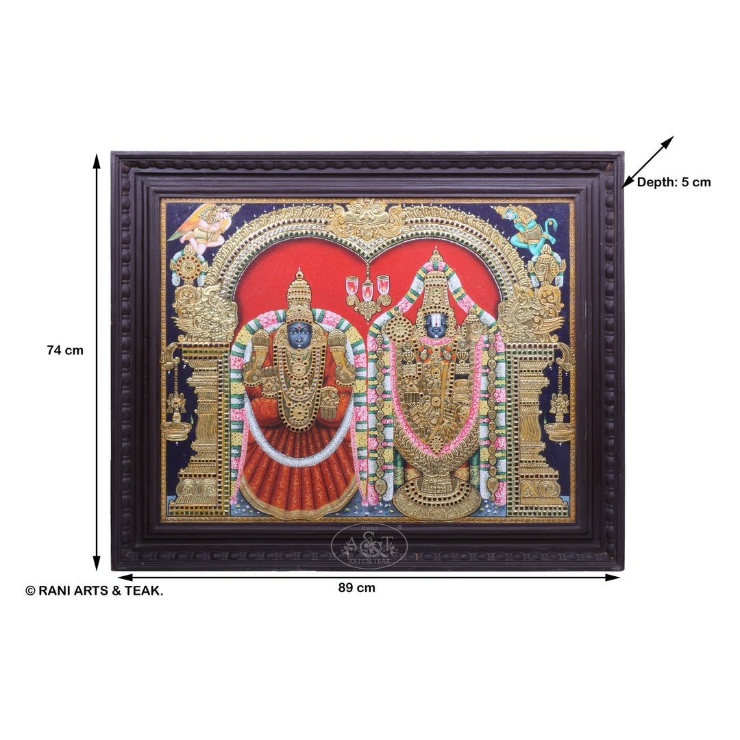 Tanjore Painting Tirupathi Balaji with Consort